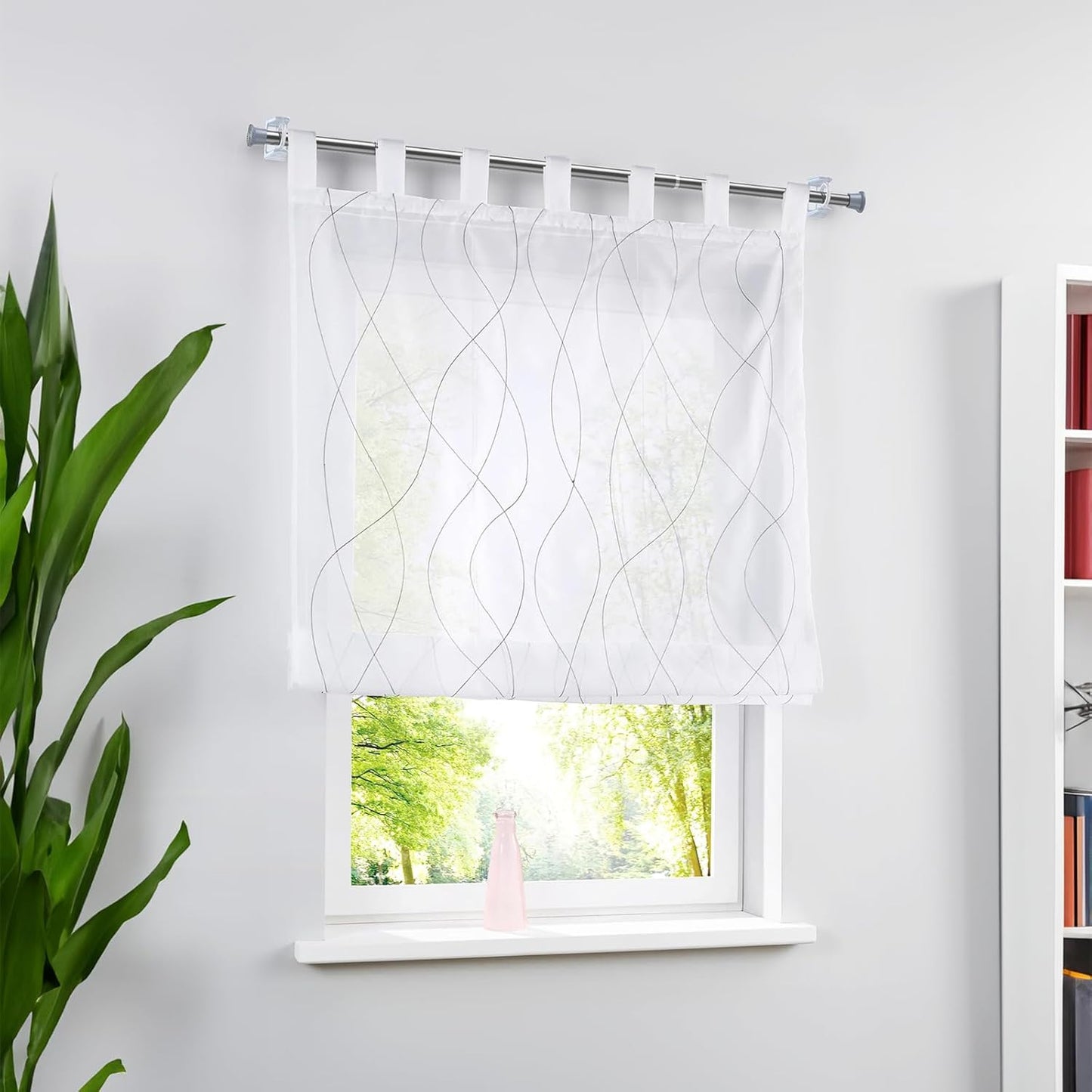 1PCS Silver Tension Curtain Rod 18-36 Inch Adjustable Curtain Rod No Drilling Tension Rods Small Tension Rod Spring Tension Curtain Rods, for Windows, Door and Closet. (With One Set Rod Holders)