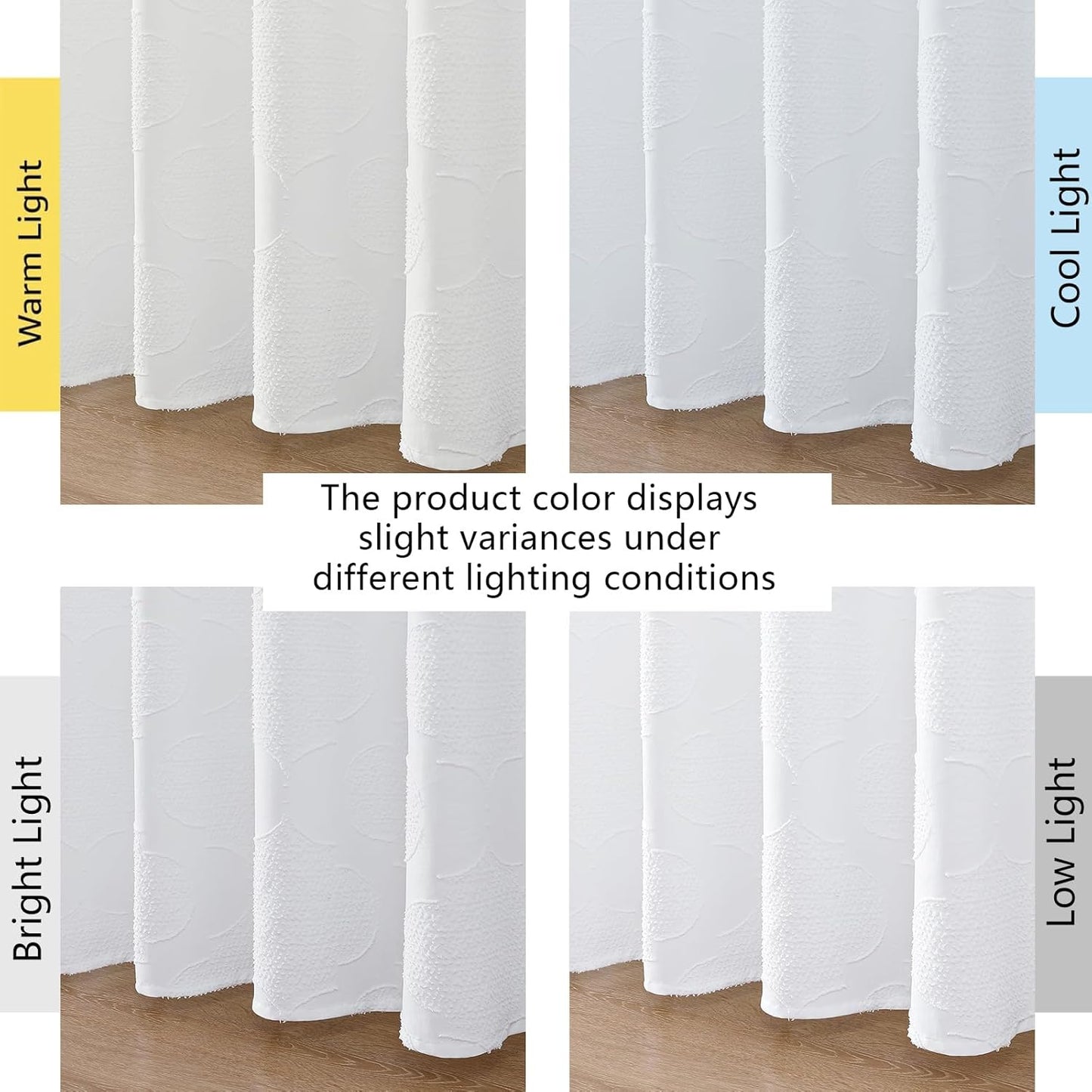 White Shower Curtain Set for Bathroom, 36" Stall Small Boho Design with 12 Hooks, Soft Lightweight Jacquard Fabric, Machine Washable, 36 W X 72 L