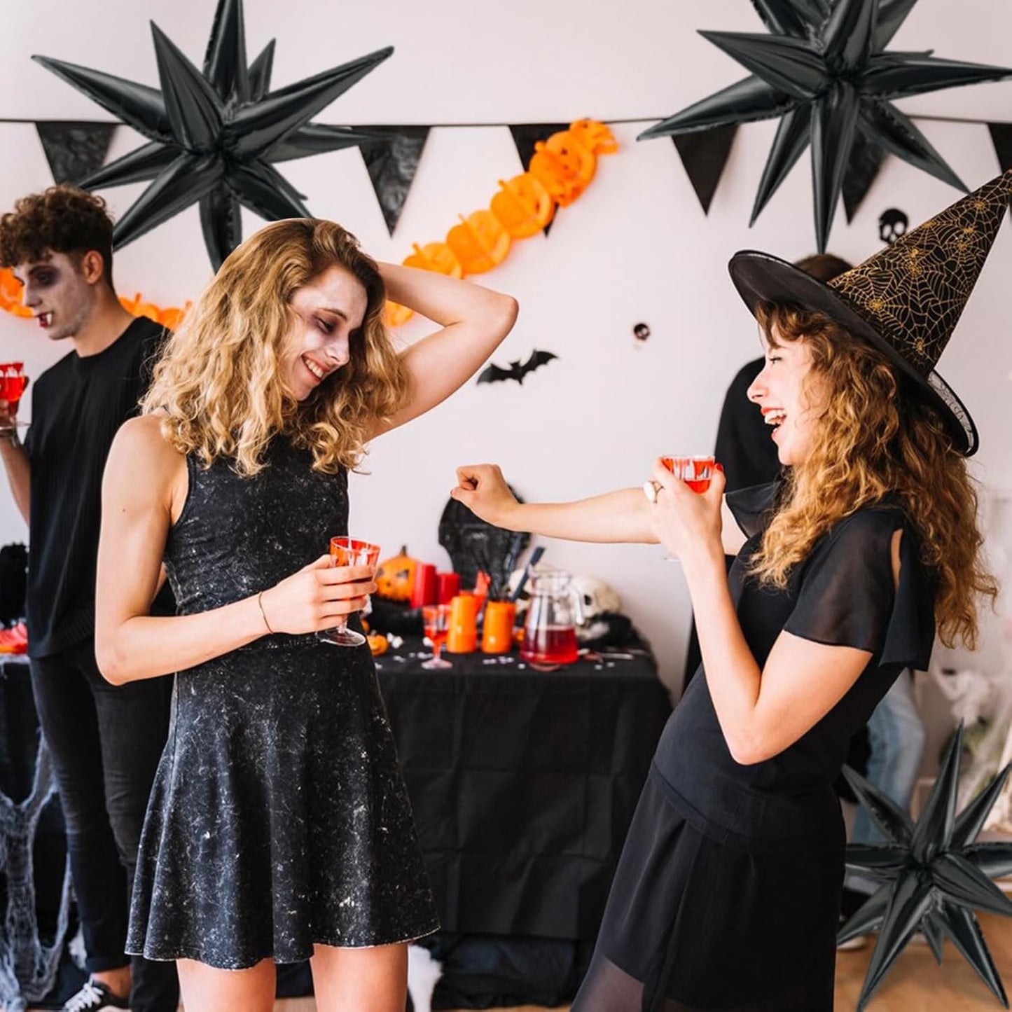 Star Balloons 60Pcs Black Balloon 12 Spike Foil Balloons Explosion Mylar Cone Balloon Magic Party Decorations Backdrops for Halloween Graduation Birthday Wedding Anniversary Retirement