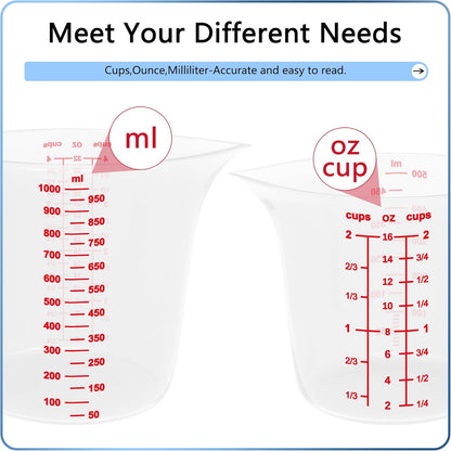 Measuring Cup Set, Liquid Measuring Cup for Kitchen,Bpa Free Plastic Set (4 Cup)
