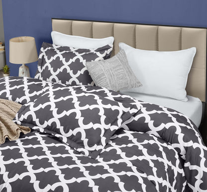 King Comforter Set Grey, Printed Comforters King Size, 3 Piece Lightweight All Season down Alternative Bedding Set with 1 Comforter (90 X 102 In) and 2 Pillow Shams (20 X 36 In)