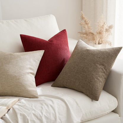 Pack of 2 Decorative Farmhouse Linen Pillow Covers Rustic Boho Accent Outdoor Couch Throw Pillow Covers for Cushion Bed Sofa Living Room Home Decor 20X20 Inch Burgundy