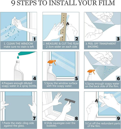 Frosted Window Privacy Film Heat Control UV Blocking, Static Cling Non-Adhesive Reusable Door Coverings for Bathroom Home Office (Frosted 17.5 Inch X 6.5 Feet)