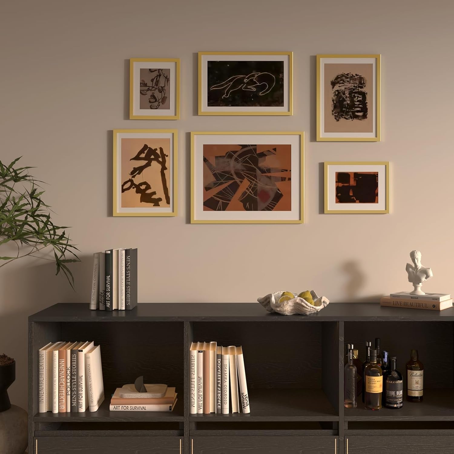 11X17 Picture Frame Gold, Gold Picture Frames Display Photos 9X15 with Mat or 11X17 without Mat, 1 Pack Plastic Frame for Wall for Home Decor