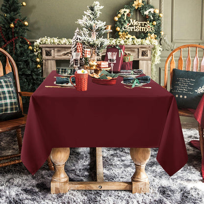 Rectangle Tablecloth - 60 X 84 Inch - Stain and Wrinkle Resistant Washable Polyester Table Cloth, Decorative Fabric Table Cover for Dining Tables, Buffet Parties and Camping, Burgundy