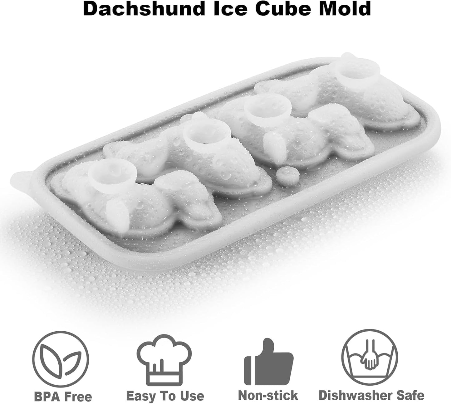 3D Dachshund Dog Ice Cube Mold Fun Shapes, Dachshund Gifts for Women, Cute Large Craft Ice Mold, Big Dog Ice Cube Trays for Whiskey Cocktails Bourbon