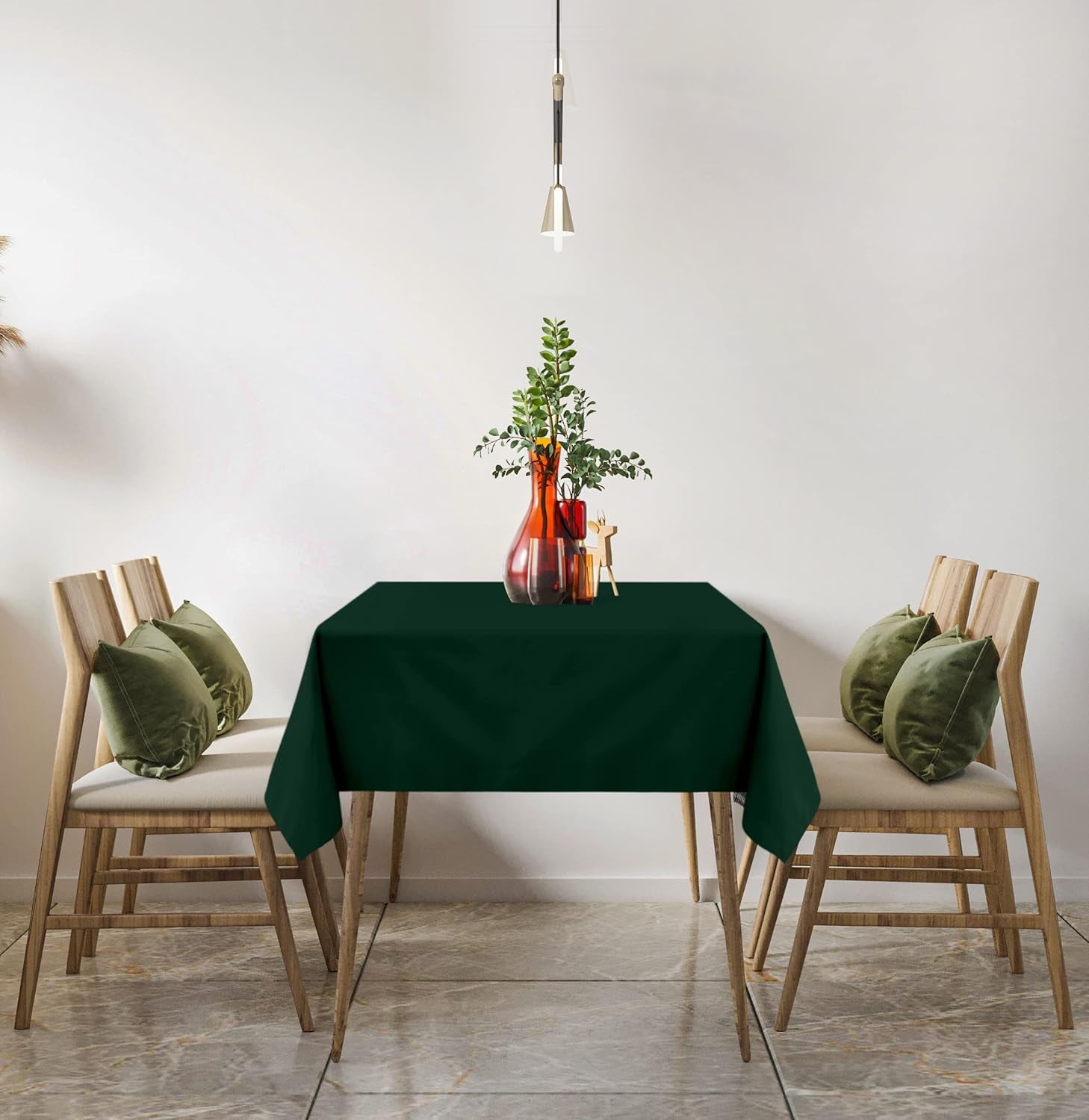 2 Pack 6 Foot Rectangle Table Cloth [60X102 Inches, Hunter Green] Stain and Wrinkle Resistant Tablecloth Washable Polyester Cover for Dining, Buffet Parties, Picnic and Weddings