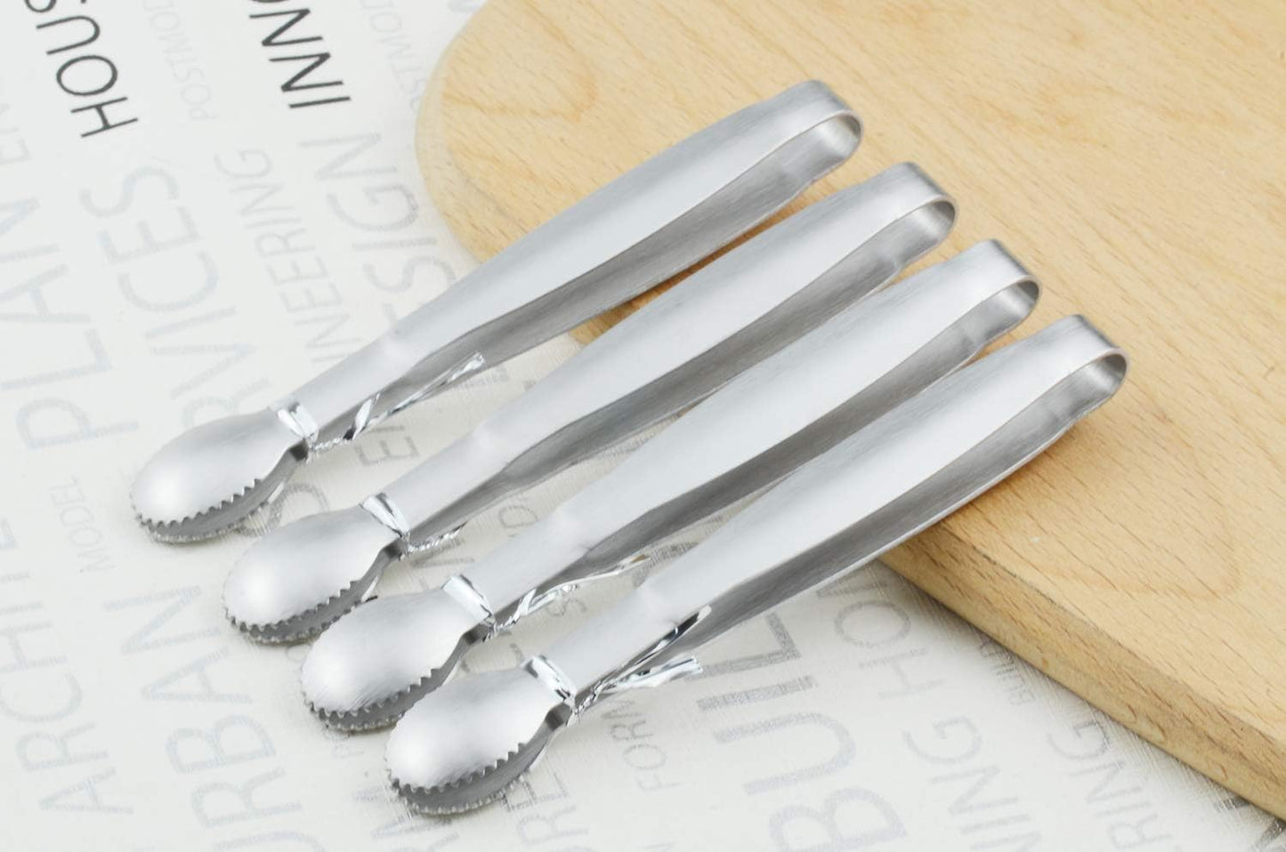 Mini Serving Tongs 5-Inch Stainless Steel Small Appetizer Tongs, Set of 4