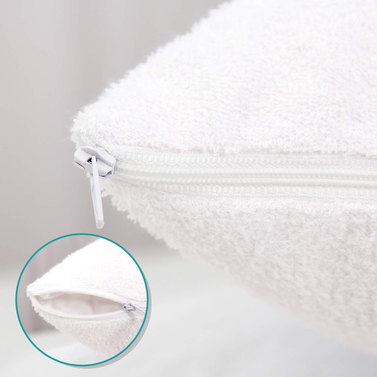 Toddler Pillowcase Protector 2 Pack, Waterproof Pillowcase Cover, Viscose Made from Bamboo Travel Pillow Case Cover with Zipper, Fit Toddler Pillow 13"X18" or 14"X19" for Boys Girls, White