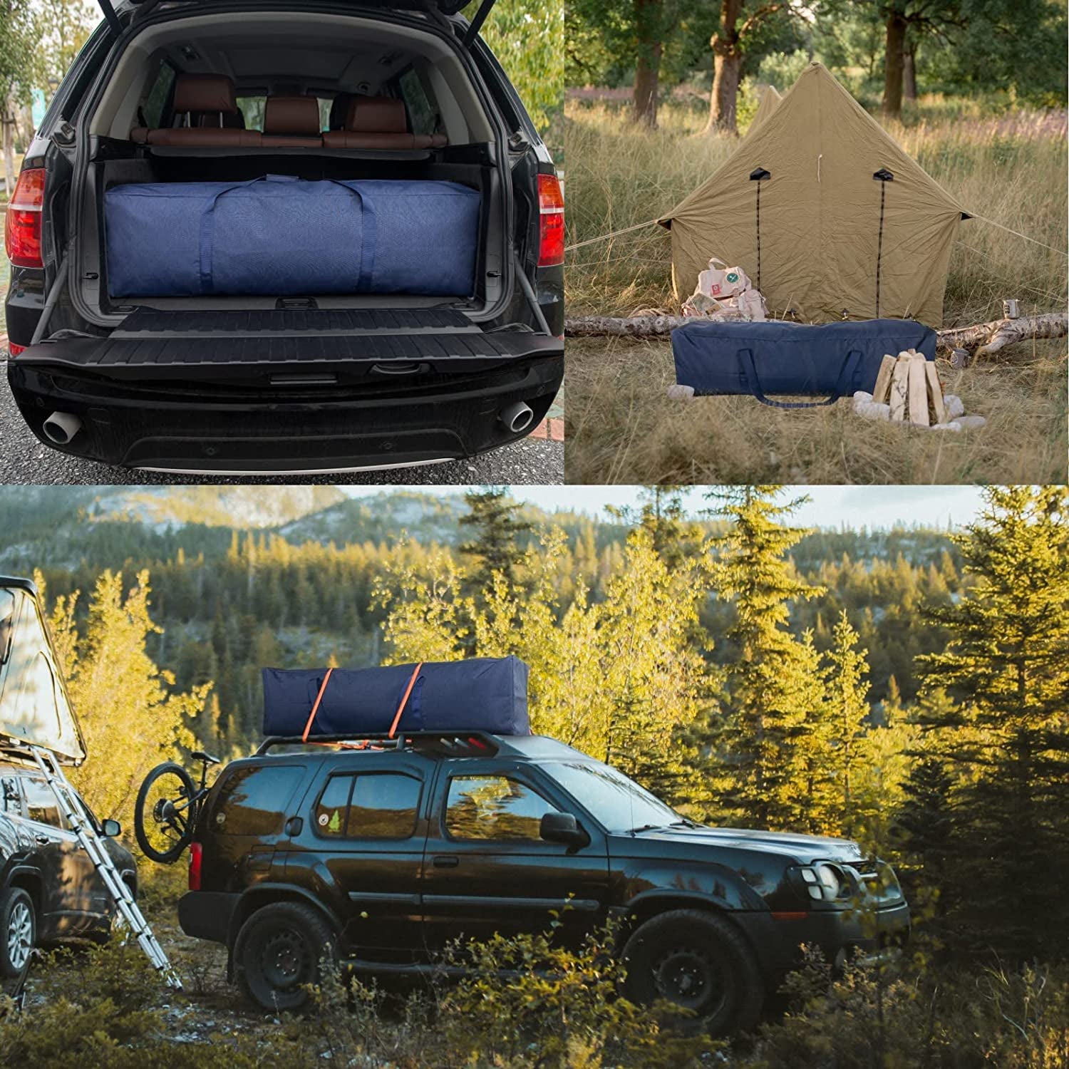 46 Inch Extra Large Zippered Duffel Bag for Travel Camping Sports Equipment Storage, Waterproof Foldable Luggage Bag with Padded Handles