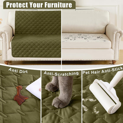 Waterproof Dog Bed Cover Blanket, Soft Reversible Pet Blanket, Washable Leakproof Cats Dogs Couch Cover for Sofa, Couch, Furniture (40X50 Inch, Green/Navy)