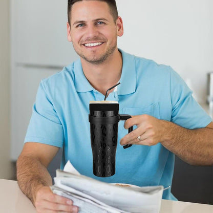 Silicone Ring for 30 Oz Stainless Steel Tumbler,Reusable Iced Coffee Sleeve for Stainless Steel Tumbler,For 30Oz Yeti,Rtic,Bjpkpk,For the Cup Mouth Diameter 3.9-4 Inch (Black)
