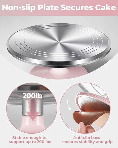 Aluminium Alloy Revolving Cake Stand 12 Inch Rotating Cake Turntable for Cake, Cupcake Decorating Supplies