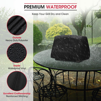 Grill Cover for Ninja OG700 OG701 OG751 Outdoor Series, Heavy Duty Waterproof Woodfire BBQ Cover with Inner Pocket, Sealed Team, Elastic Closure and Drawstrings, Black