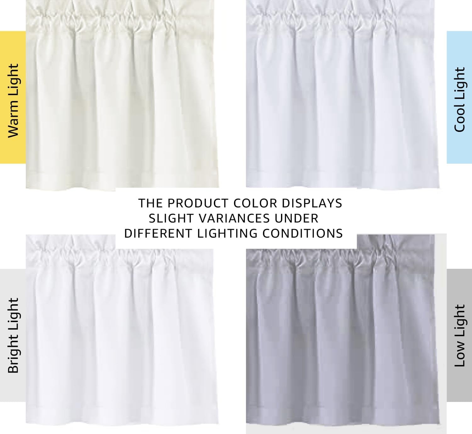 2 Panels White Valance for Windows, Natural Blackout Curtains Valances for Small Windows/Living Room/Bedroom/Bathroom Rod Pocket 52" W X 18" L, Greyish White，2 Packs