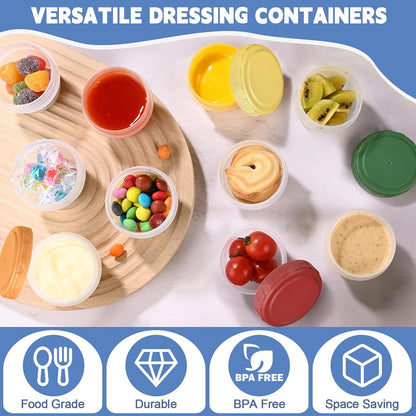 12Pcs 2 Oz Salad Dressing Container, Reusable Condiment Containers Sauce Cups with Leak-Proof Lids, Small Plastic Food Storage Dip Containers for Lunches, Freezer, Microwave & Dishwasher Safe