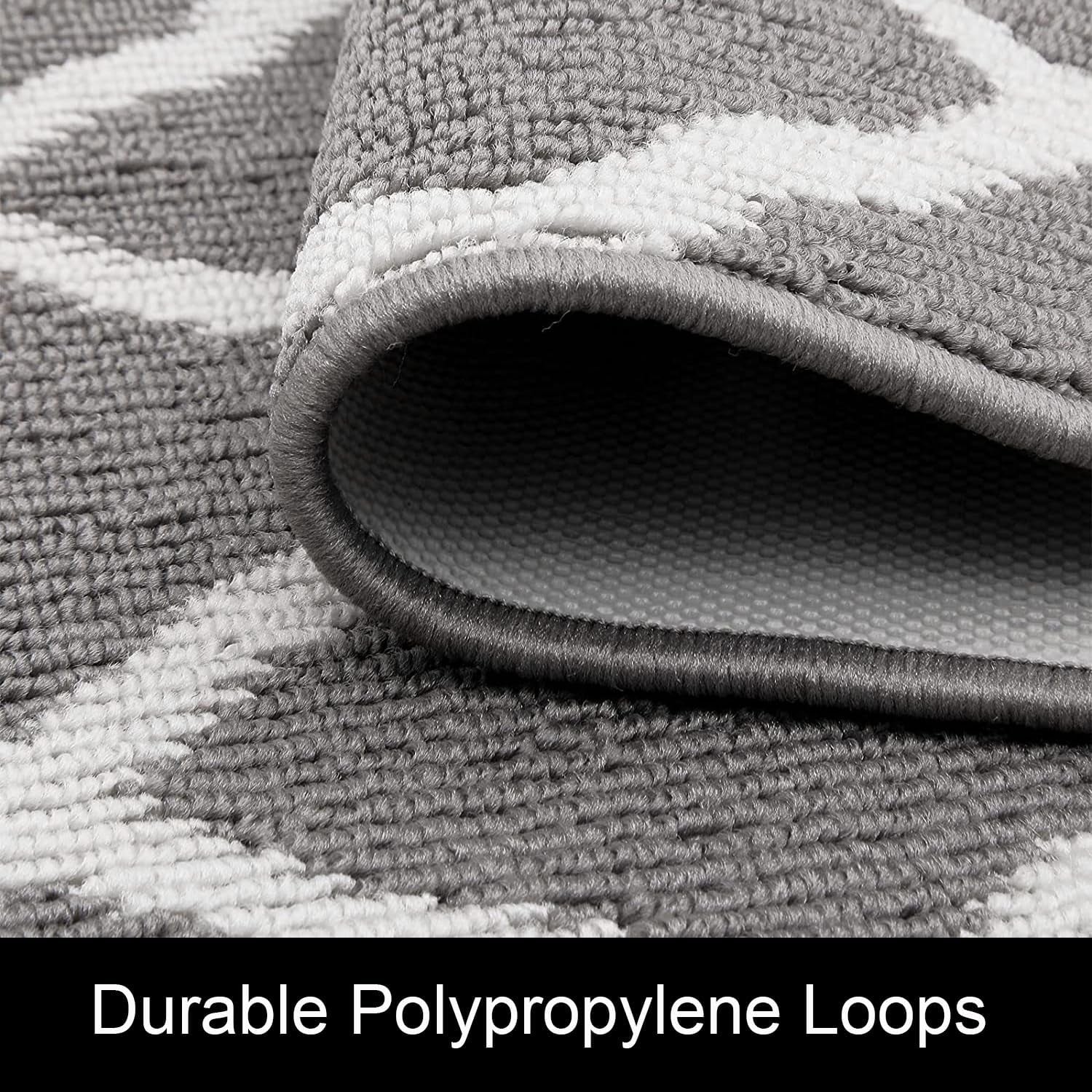 Washable Runner Rug 20"X59" Dirt Trapping Non Slip Rubber Backing Rug Runner Floor Mats Carpet Runners for Entryway Hallway Kitchen Garage Laundry Room, Light Gray