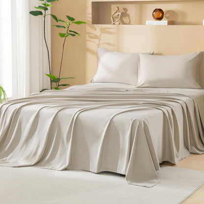 King Size Comforter Set with Sheets Beige - 7 Pieces Bed in a Bag King Chevron Tufted Boho Luxury Bedding Sets with Comforter, Sheets, Pillowcases & Shams