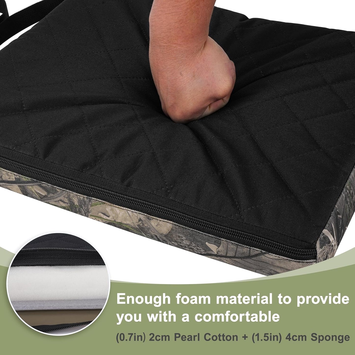 1PCS Portable Hunting Seat Cushion, 16.5 X 14.1 X2.3In Thickening Lightweight Outdoor Cushion, Waterproof Sponge Dirty Proof Pad for Hunting, Camping, Stadium, Outdoor Sports(Water Plants)