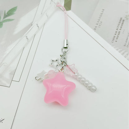 Star Phone Charm Cute Star Beaded Camera Charm Y2K Aesthetic Cell Phone Charms Camera Wrist Strap Chain Lanyard Accessories for Phone Bag Keychain Camera Pendants Decor