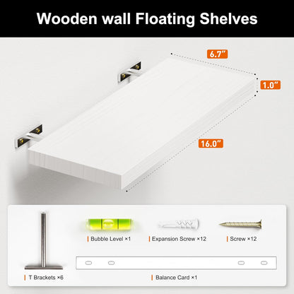 3 Packs Floating Shelves for Room Wall Accent Mounted Bookshelf Storage Bathroom Bedroom Living Room Hanging Kitchen Display Office Plant Book Gaming Dorm Decor Bath Cute Shelf Decore Decir White Wood