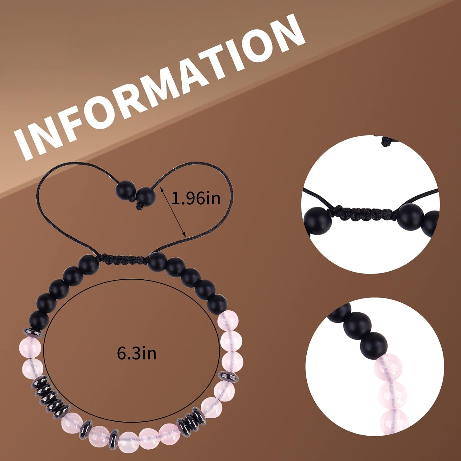 To My Daughter Morse Code Bracelet with Message Card, Pink Crystal Beaded Morse Code Bracelets for Women, Inspirational Natural Stone Charm Beaded Bracelet (Daughter)