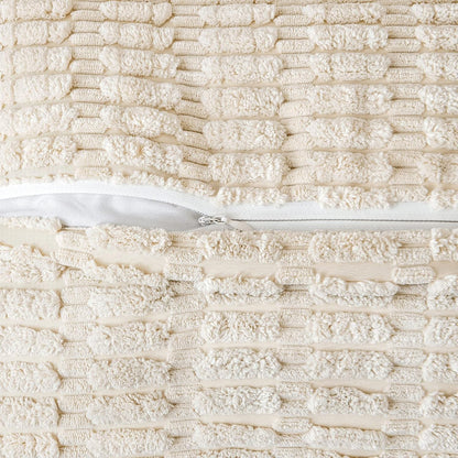 Cream White Corduroy Decorative Throw Pillow Covers Pack of 2 Soft Striped Pillows Pillowcases with Broad Edge Modern Winter Cute Boho Home Decor for Couch Sofa Bed 18X18 Inch