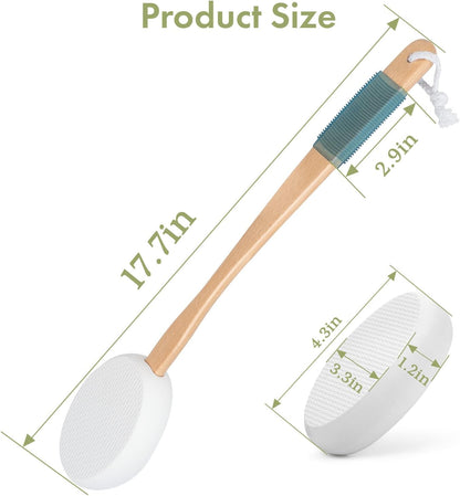 Lotion Applicator for Back, Feet, 2 Replacement Pads with 17" Curved Handle, Back Sunscreen Applicator for Kids, Elderly, Women, Apply Cream Medicine Moisturizer Tanner, White