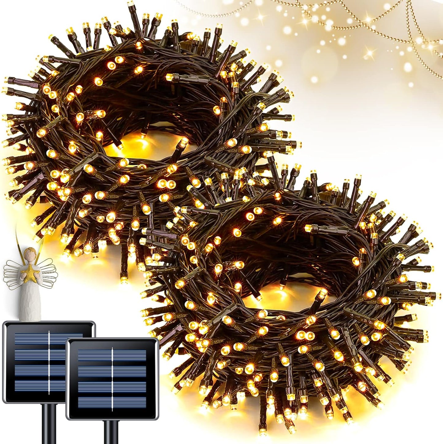 Solar String Lights Outdoor Waterproof, Total 66 FT 200 LED Solar Twinkle Lights Outdoor, Solar Christmas Light for outside Tree Garden Yard Decor(Warm White)
