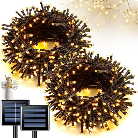 Solar String Lights Outdoor Waterproof, Total 66 FT 200 LED Solar Twinkle Lights Outdoor, Solar Christmas Light for outside Tree Garden Yard Decor(Warm White)