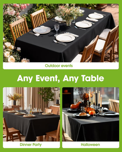 Rectangle Table Cloth 60" X 84" – Durable Polyester Tablecloth Offers Reusable & Washable Protection, Ideal for Outdoor Party, Picnic, Wedding, Banquet and Birthday, 1 Pack, Black