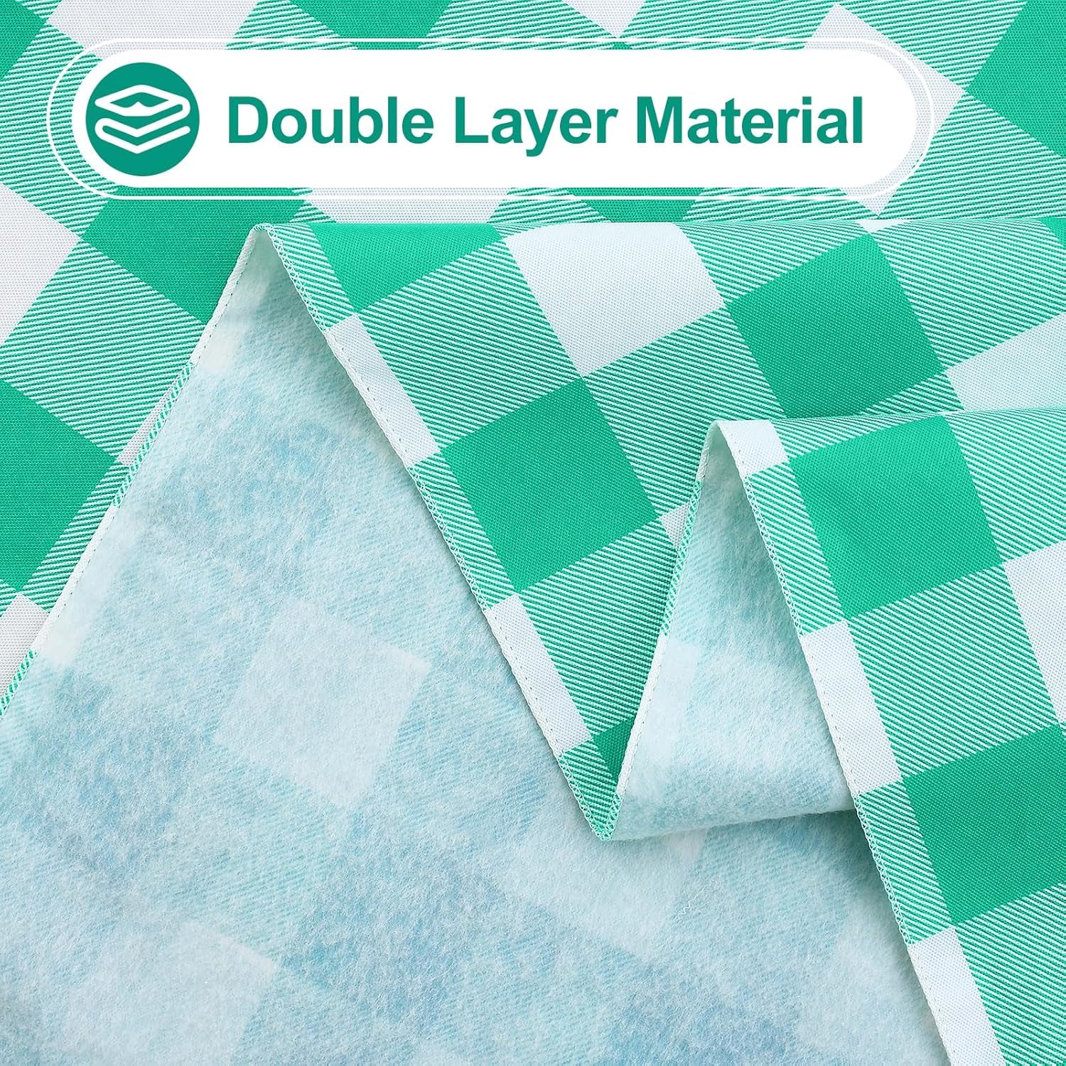 Rectangle Waterproof Vinyl Table Cloth, Buffalo Flannel Backed Tablecloth, Wipeable Plastic Table Cover for Dinner, Kitchen, Outdoor (60" X 84", Green and White)