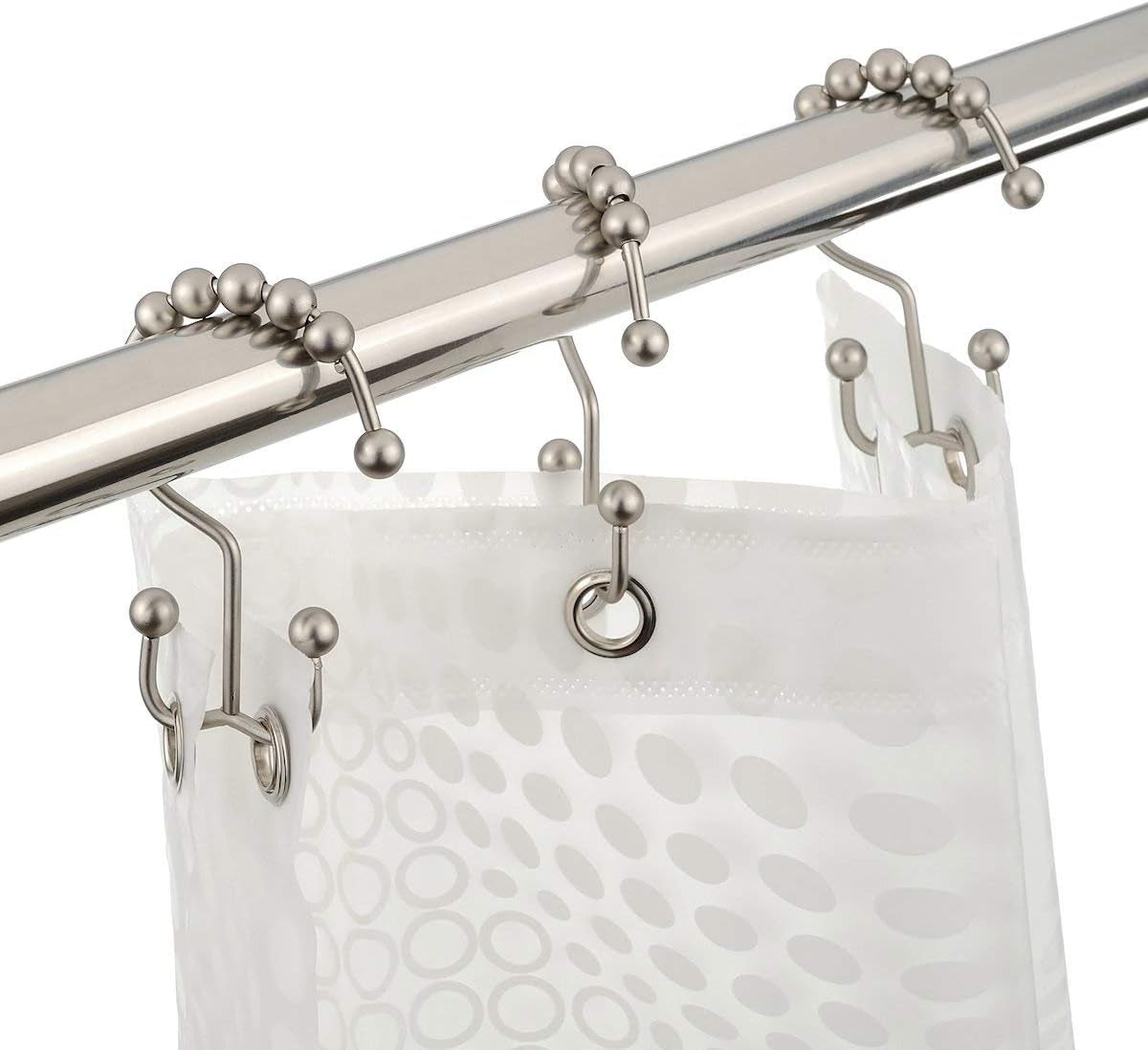 Shower Curtain Hooks Rings and 72 X 72 Inches EVA 8G Plastic Shower Curtain