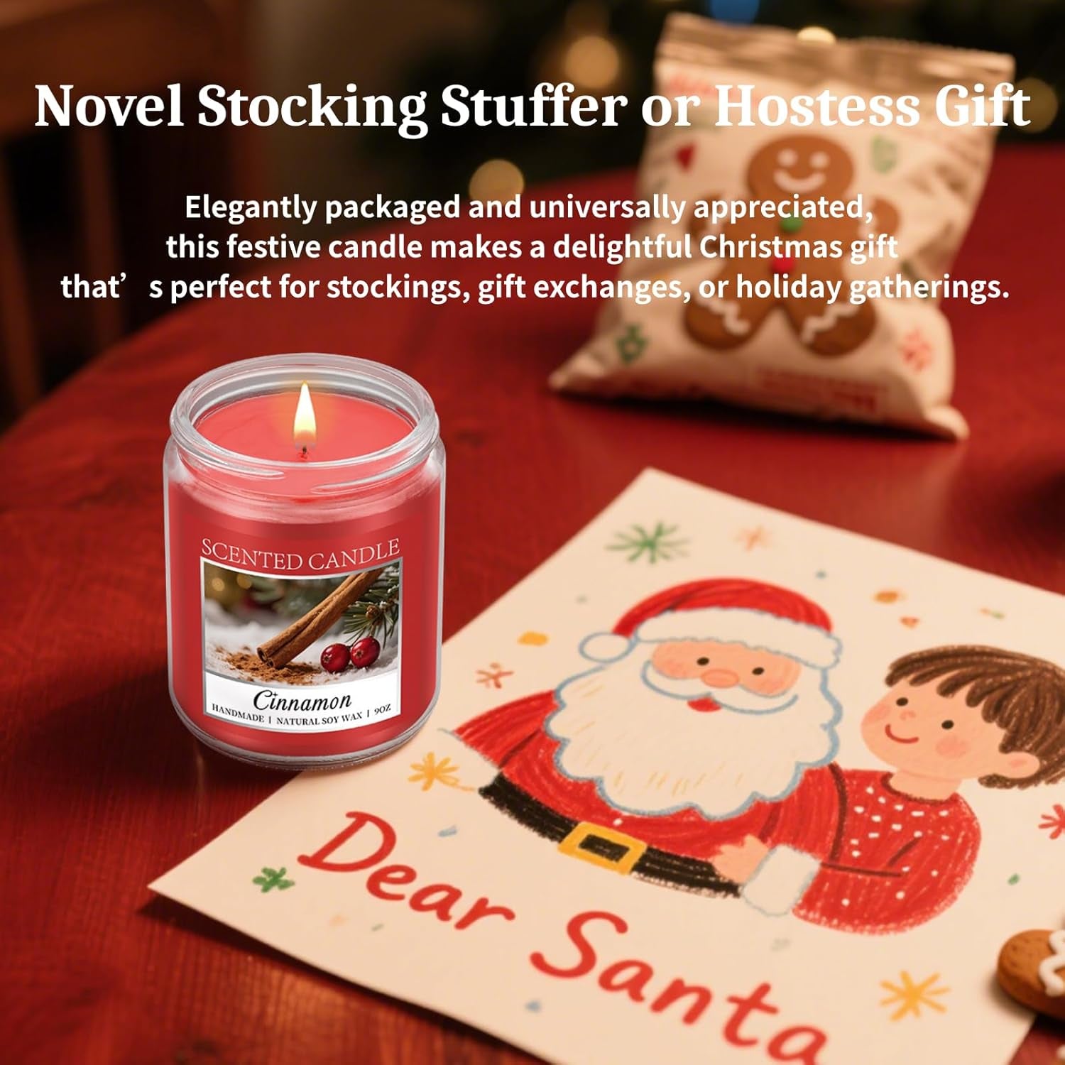 Cozy 9OZ Cinnamon Candle Scented Strong, Christmas Candles Cinnamon Stick Apple Scented with 50+ Hours of Burn Time, Fall & Winter Christmas Candles Gifts & Hoilday Home Décor