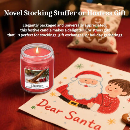 Cozy 9OZ Cinnamon Candle Scented Strong, Christmas Candles Cinnamon Stick Apple Scented with 50+ Hours of Burn Time, Fall & Winter Christmas Candles Gifts & Hoilday Home Décor