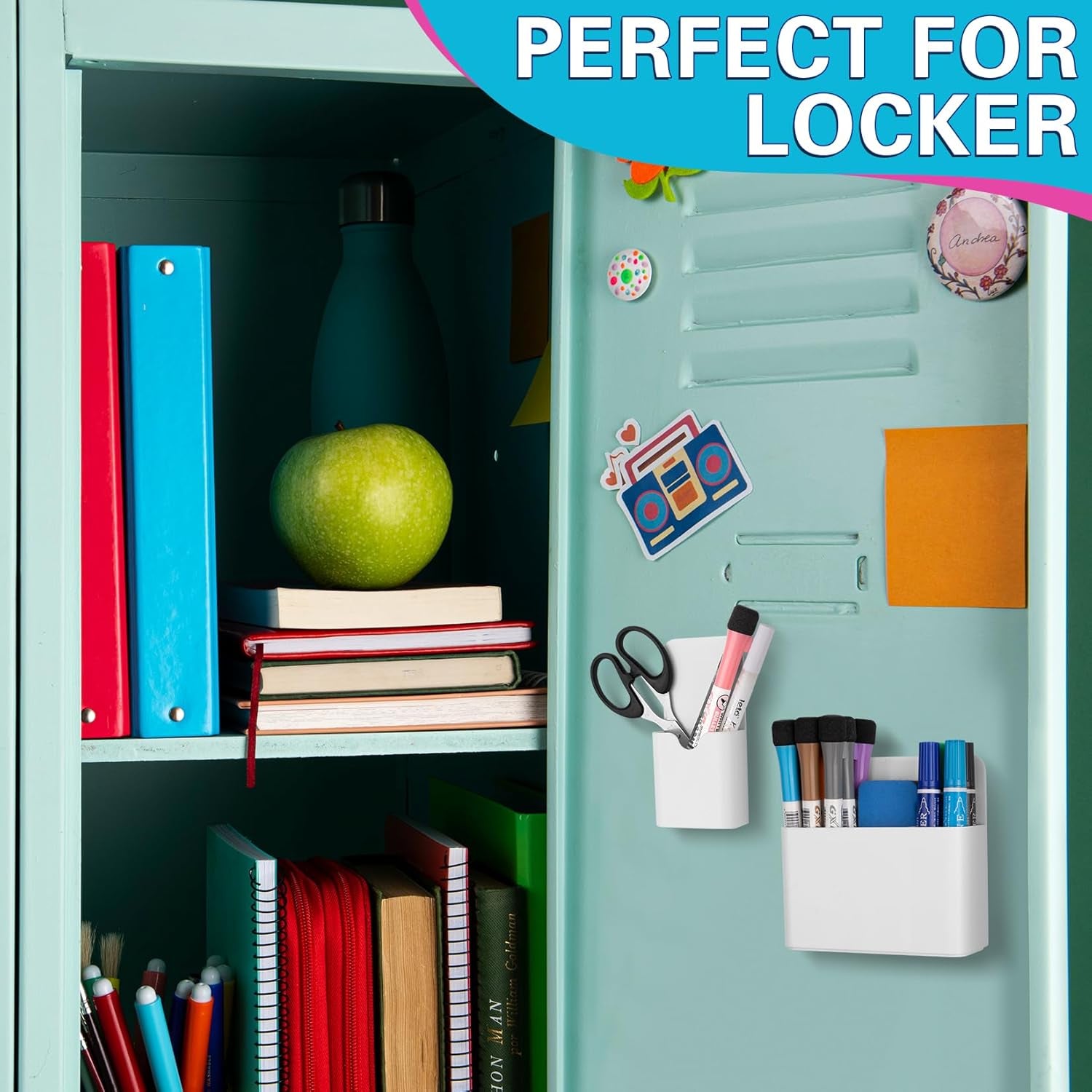 4 Pack Magnetic Pen Holder, Magnetic Marker Holder for Whiteboard, Magnetic Dry Erase Marker Holder, Magnetic Pen Holder for Refrigerator, Magnetic Pencil Holder, Magnet Locker Organizer