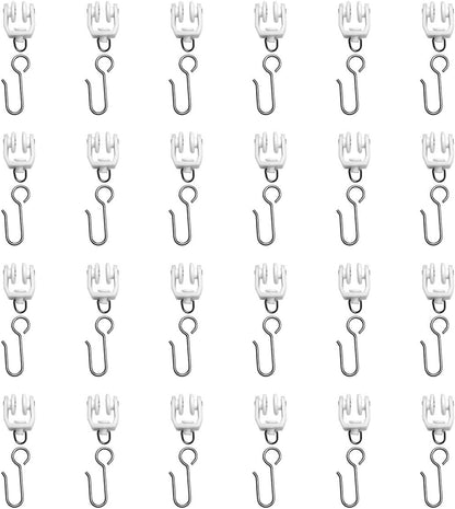 Carrier Rollers for Flexible Ceiling Curtain Track, Bendable Curtain Track Pulley, Curtain Track Carrier Hooks(Set of 24)