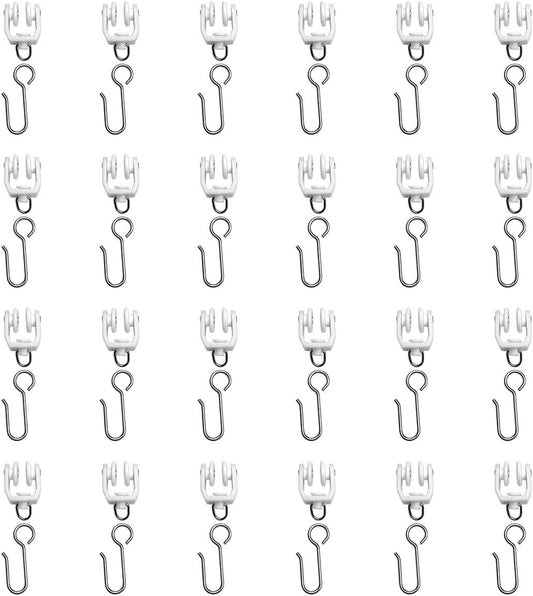 Carrier Rollers for Flexible Ceiling Curtain Track, Bendable Curtain Track Pulley, Curtain Track Carrier Hooks(Set of 24)