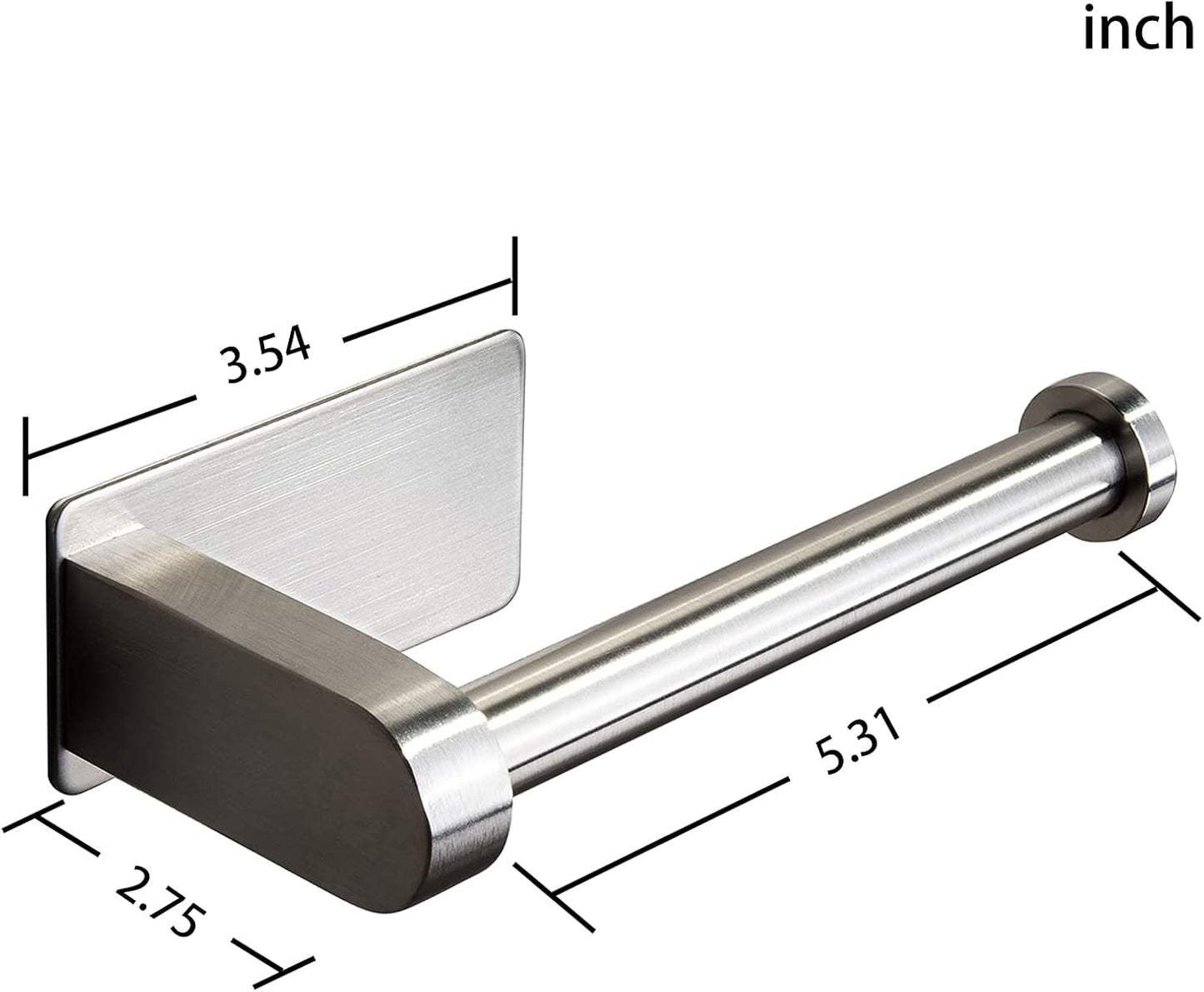 Self-Adhesive Stainless Steel Brushed Toilet Paper Holder - No Drilling Bathroom Stand