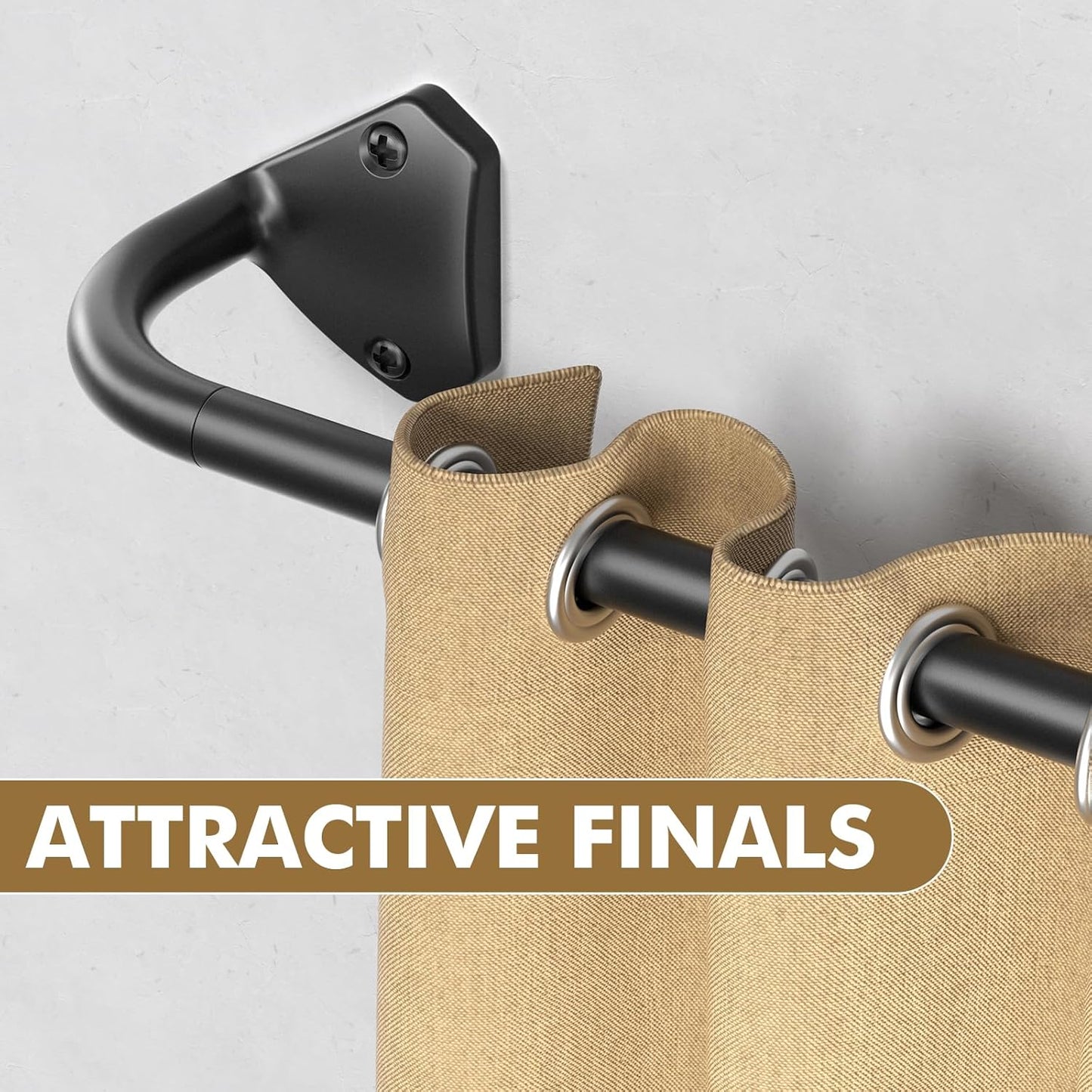 Black Wrap around Curtain Rods for Windows 28 to 48 Inch, 5/8 Inch Industrial Telescoping Blackout Curtain Rods for Bedroom & Outdoor