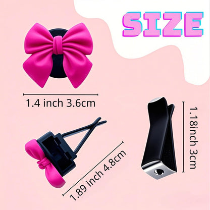 6 Pcs Pink Bow Car Air Vent Clips Coquette Cute Girly Car Decor Accessories Interior Aesthetic Decorations Charm Stuff for Women Girl (Hot Pink)