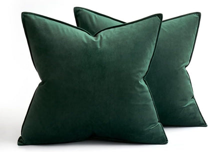 Pack of 2 Christmas Decorative Velvet Throw Pillow Cover Soft Army Green Pillow Cover Solid Square Cushion Case for Winter Sofa Bedroom Car 18X 18 Inch 45X 45Cm