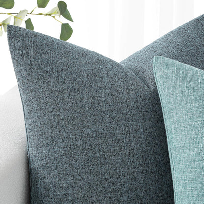 Pack of 2 Decorative Linen Burlap Coastal Pillow Covers Farmhouse Accent Pillowcases for Sofa Car Couch Bedroom Living Room Decor 18X18 Inch Dusty Blue