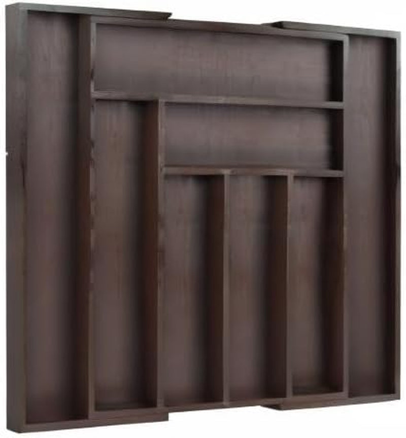 Expandable Drawer Organizer, Adjustable Kitchen Drawer Organizer, Bamboo Drawer Dividers Organizer for Kitchen, Silverware, Flatware, Living Room (Brown, 6-8 Compartment (1-Pack))