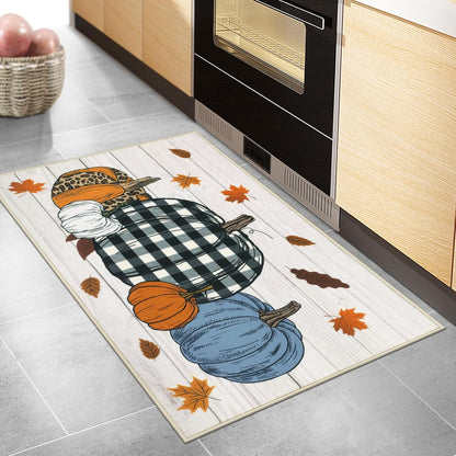 20"X32" Fall Bathroom Rugs Non Slip Washable, Pumpkin Fall Kitchen Rugs Farmhouse Halloween Kitchen Mat, Indoor Door Mats Carpet for Hallway Entryway Laundry Room Autumn Home Decor