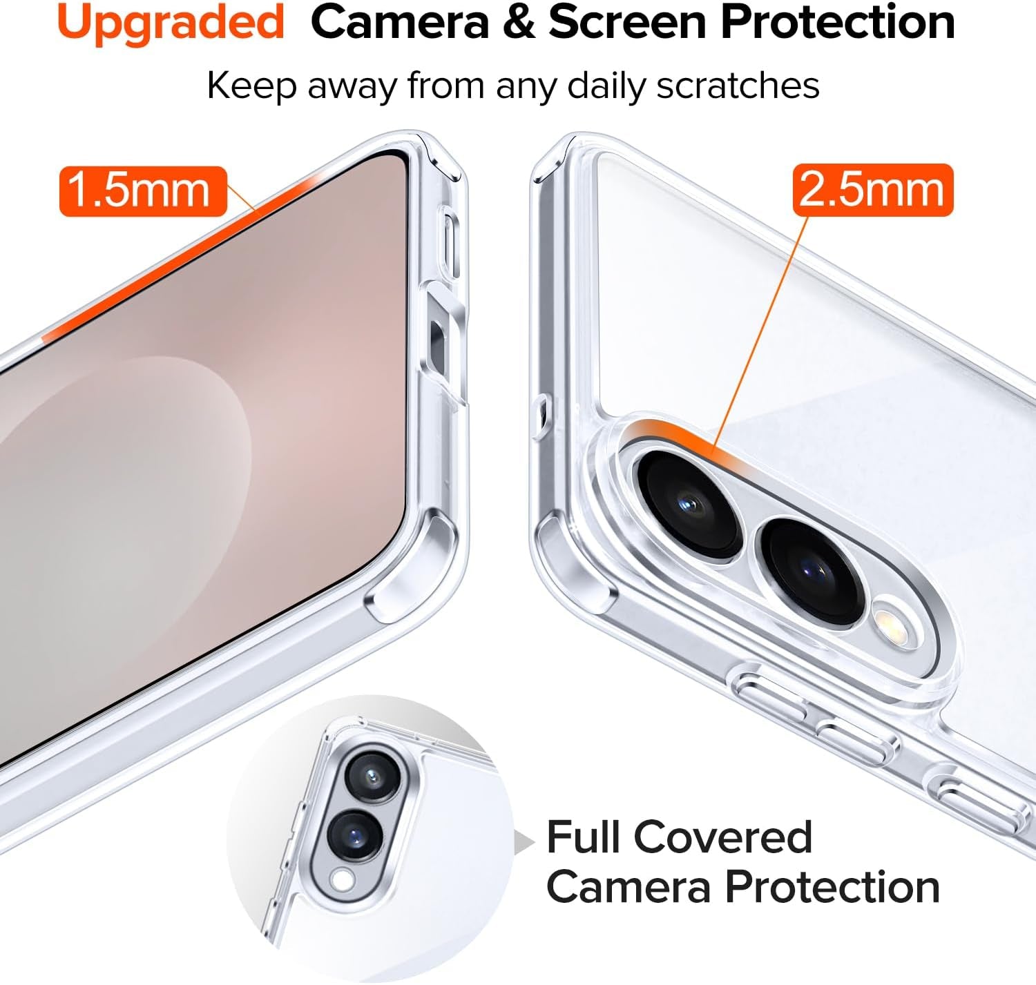 3-In-1 Case for Samsung Galaxy S25 Edge 5G 6.7" with 2 Pack Tempered Glass Screen Protector[Full Coverage], [Military Grade Protection] S25 Edge Slim Phone Bumper Cover Clear [Non-Yellowing]