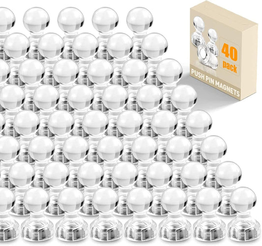 Magnets for Whiteboard, 40 Pcs Transparent Crystal Colour Fridge Magnet, Refrigerator Magnets, Small Push Pin Magnets for Whiteboard, Fridge, Office, Classroom and Map Magnets