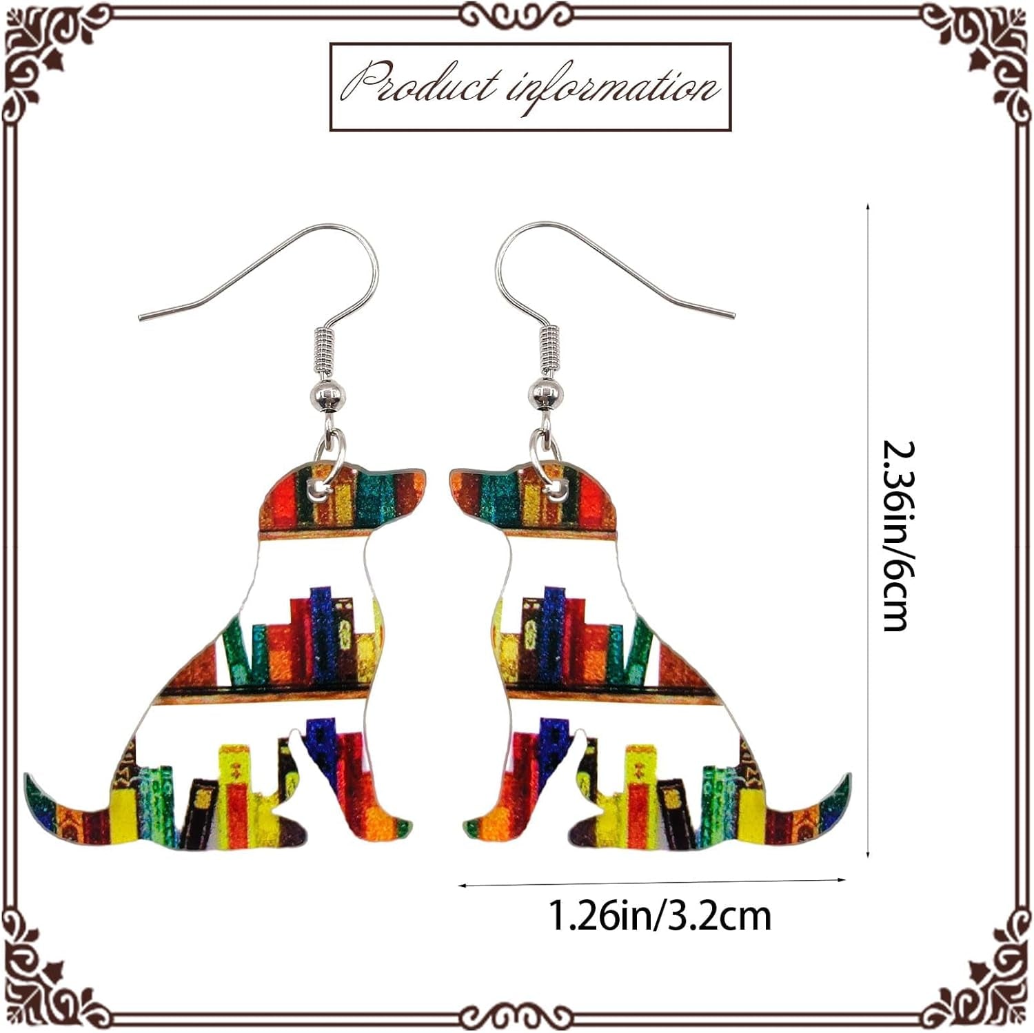 Bookcase Earrings, Book Dangle Earrings for Women Book Lover, Bookshelves Earrings Acrylic