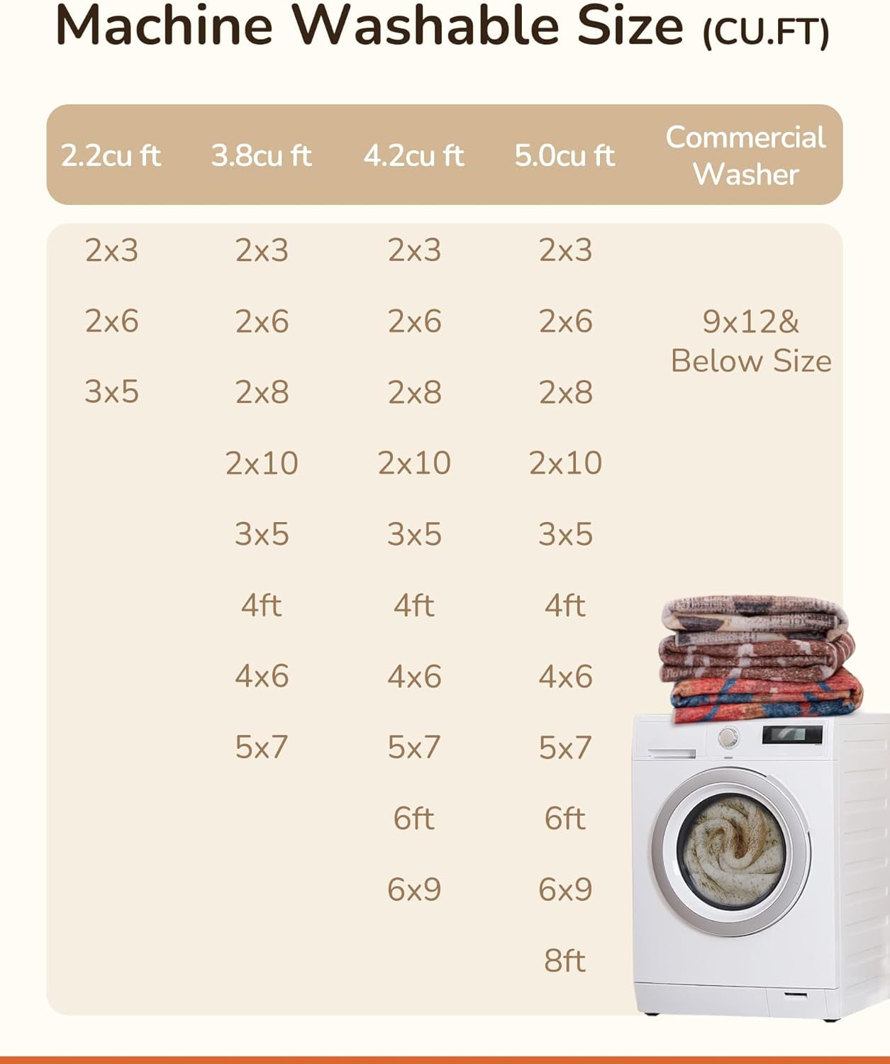 Area Rug 5X7 Rug Machine Washable Non-Slip Low Pile Print Pattern Western Rug for Living Room Bedroom Entryway Tribal Series -Cream/Camel