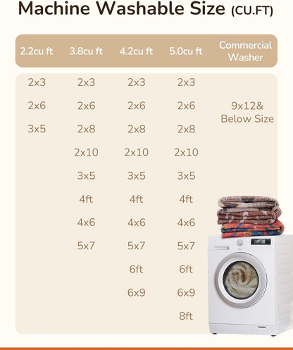 Area Rug 5X7 Rug Machine Washable Non-Slip Low Pile Print Pattern Western Rug for Living Room Bedroom Entryway Tribal Series -Cream/Camel